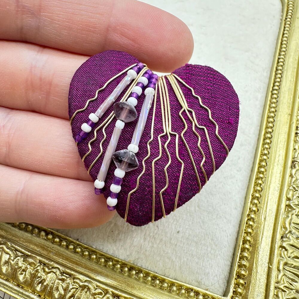 Vintage Purple Heart Brooch Pin Artist Designed
